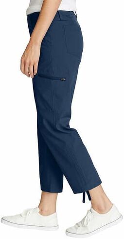 Eddie Bauer Capri Pants for Women with Side Zipprer Cargo Pocket - Women's Hiking Pants with Belt Loop - Ripstop Capri (Blue, 6) in Saudi Arabia