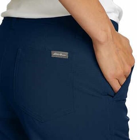 Eddie Bauer Capri Pants for Women with Side Zipprer Cargo Pocket - Women's Hiking Pants with Belt Loop - Ripstop Capri (Blue, 6) in Saudi Arabia