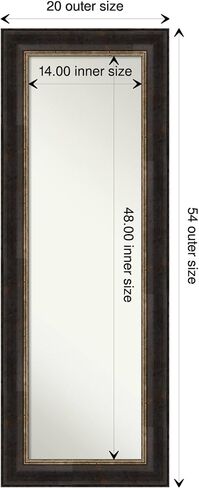 Amanti Art Door Wall Mirror, Full Length Mirror (52 x 18 in.), Grand Black Narrow Full Body Mirror and On The Door Mirror Full Length Mirror for Bedroom or Living Room Decor, frameColors Mirror, in Saudi Arabia