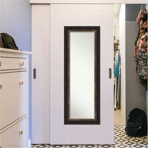 Amanti Art Door Wall Mirror, Full Length Mirror (52 x 18 in.), Grand Black Narrow Full Body Mirror and On The Door Mirror Full Length Mirror for Bedroom or Living Room Decor, frameColors Mirror, in Saudi Arabia