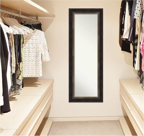 Amanti Art Door Wall Mirror, Full Length Mirror (52 x 18 in.), Grand Black Narrow Full Body Mirror and On The Door Mirror Full Length Mirror for Bedroom or Living Room Decor, frameColors Mirror, in Saudi Arabia