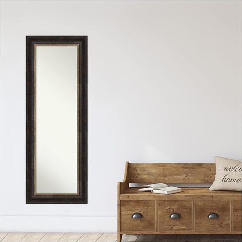 Amanti Art Door Wall Mirror, Full Length Mirror (52 x 18 in.), Grand Black Narrow Full Body Mirror and On The Door Mirror Full Length Mirror for Bedroom or Living Room Decor, frameColors Mirror, in Saudi Arabia