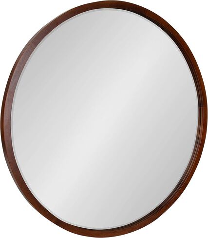 Kate and Laurel McLean Mid-Century Wood Framed Wall Mirror, 30 inch Diameter, Walnut Brown, Decorative Modern Round Mirror in Saudi Arabia