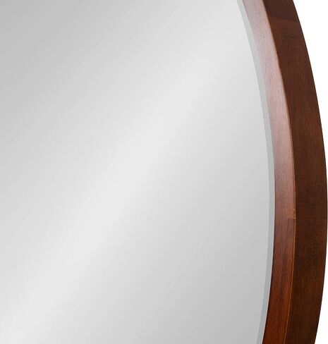 Kate and Laurel McLean Mid-Century Wood Framed Wall Mirror, 30 inch Diameter, Walnut Brown, Decorative Modern Round Mirror in Saudi Arabia