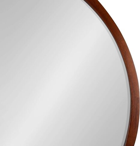 Kate and Laurel McLean Mid-Century Wood Framed Wall Mirror, 30 inch Diameter, Walnut Brown, Decorative Modern Round Mirror in Saudi Arabia