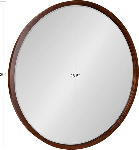 Kate and Laurel McLean Mid-Century Wood Framed Wall Mirror, 30 inch Diameter, Walnut Brown, Decorative Modern Round Mirror in Saudi Arabia