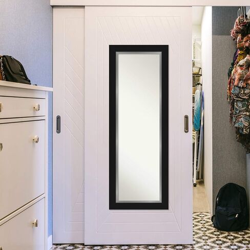 Amanti Art Door Wall Mirror, Full Length Mirror (52 x 18 in.), Grand Black Narrow Full Body Mirror and On The Door Mirror Full Length Mirror for Bedroom or Living Room Decor, frameColors Mirror, in Saudi Arabia