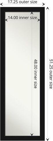 Amanti Art Door Wall Mirror, Full Length Mirror (52 x 18 in.), Grand Black Narrow Full Body Mirror and On The Door Mirror Full Length Mirror for Bedroom or Living Room Decor, frameColors Mirror, in Kuwait