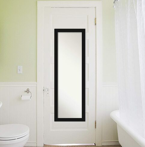 Amanti Art Door Wall Mirror, Full Length Mirror (52 x 18 in.), Grand Black Narrow Full Body Mirror and On The Door Mirror Full Length Mirror for Bedroom or Living Room Decor, frameColors Mirror, in Kuwait