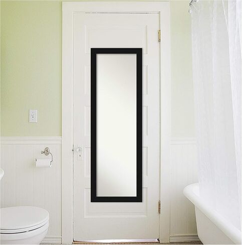 Amanti Art Door Wall Mirror, Full Length Mirror (52 x 18 in.), Grand Black Narrow Full Body Mirror and On The Door Mirror Full Length Mirror for Bedroom or Living Room Decor, frameColors Mirror, in Kuwait