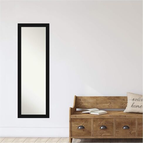 Amanti Art Door Wall Mirror, Full Length Mirror (52 x 18 in.), Grand Black Narrow Full Body Mirror and On The Door Mirror Full Length Mirror for Bedroom or Living Room Decor, frameColors Mirror, in Kuwait