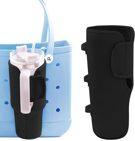 Bogg Bag Cup Holder for Stanley Bogg Bag Drink Holder Attachment 40OZ Water Bottle Holder Adjustable Cup Holder Accessories for Bogg Bag/Beach Hole Bag Take Out Cup Carriers(Black) in Saudi Arabia