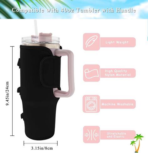 Bogg Bag Cup Holder for Stanley Bogg Bag Drink Holder Attachment 40OZ Water Bottle Holder Adjustable Cup Holder Accessories for Bogg Bag/Beach Hole Bag Take Out Cup Carriers(Black) in Saudi Arabia