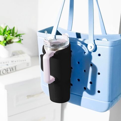 Bogg Bag Cup Holder for Stanley Bogg Bag Drink Holder Attachment 40OZ Water Bottle Holder Adjustable Cup Holder Accessories for Bogg Bag/Beach Hole Bag Take Out Cup Carriers(Black) in Saudi Arabia