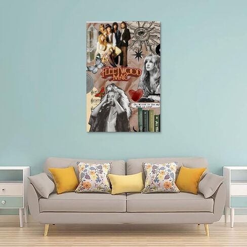 SkVLf ملصق فني عتيق Fleetwood Mac Canvas Collage ملصق فني لوحة زخرفية من القماش وملصقات جدارية وصورة فنية مطبوعة على ملصقات ديكور غرفة النوم العائلية الحديثة 12 × 18 بوصة (30 × 45 سم) in Kuwait