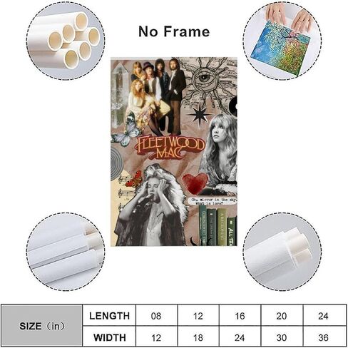 SkVLf ملصق فني عتيق Fleetwood Mac Canvas Collage ملصق فني لوحة زخرفية من القماش وملصقات جدارية وصورة فنية مطبوعة على ملصقات ديكور غرفة النوم العائلية الحديثة 12 × 18 بوصة (30 × 45 سم) in Kuwait