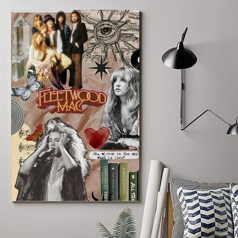 SkVLf ملصق فني عتيق Fleetwood Mac Canvas Collage ملصق فني لوحة زخرفية من القماش وملصقات جدارية وصورة فنية مطبوعة على ملصقات ديكور غرفة النوم العائلية الحديثة 12 × 18 بوصة (30 × 45 سم) in Kuwait