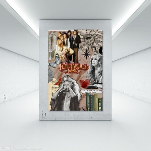 SkVLf ملصق فني عتيق Fleetwood Mac Canvas Collage ملصق فني لوحة زخرفية من القماش وملصقات جدارية وصورة فنية مطبوعة على ملصقات ديكور غرفة النوم العائلية الحديثة 12 × 18 بوصة (30 × 45 سم) in Kuwait