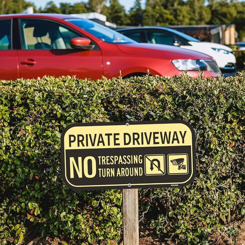 Private Driveway Sign, Aluminum No Parking No Turn Around Driveway Sign Outdoor Metal, Private Driveway No Turnaround Reflective, UV Protected and Weatherproof, 12'' x 6''(2 Pack) in Saudi Arabia
