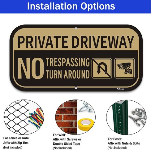 Private Driveway Sign, Aluminum No Parking No Turn Around Driveway Sign Outdoor Metal, Private Driveway No Turnaround Reflective, UV Protected and Weatherproof, 12'' x 6''(2 Pack) in Saudi Arabia