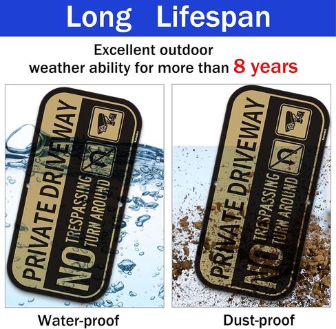 Private Driveway Sign, Aluminum No Parking No Turn Around Driveway Sign Outdoor Metal, Private Driveway No Turnaround Reflective, UV Protected and Weatherproof, 12'' x 6''(2 Pack) in Saudi Arabia