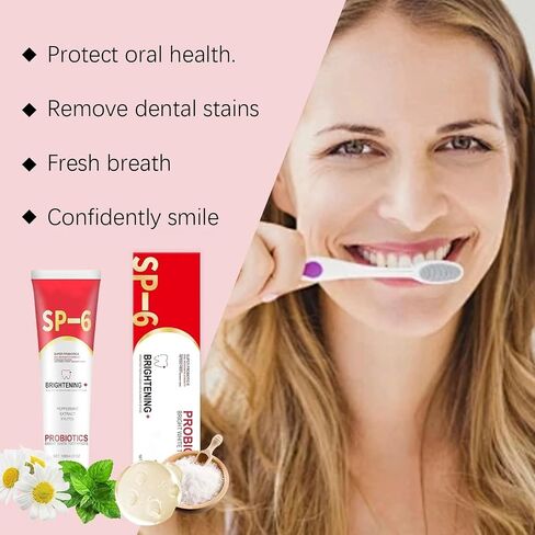 Sp-6 Ultra Whitening, Sp 6 Toothpaste, Sp-6 Probiotics Bright White Toothpaste, Sp 6 Ultra Whitening Toothpaste, Fresh Breath Toothpaste, Brightening and Stain Removing Toothpaste (1PCS) in Saudi Arabia