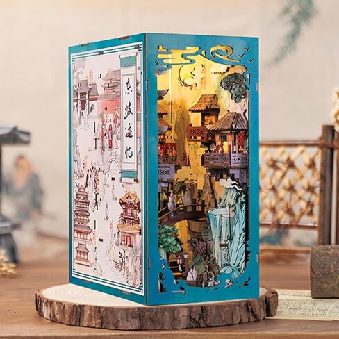 مجموعة زوايا الكتب DIY من CUTEBEE مع مقاومة للغبار، وإدخال رف الكتب، مجموعة مصغرة DIY، وحامل الكتب، ونموذج بناء مجموعة الإبداع، وزقاق الديكور مع ضوء LED (الإيقاع السري) in Kuwait
