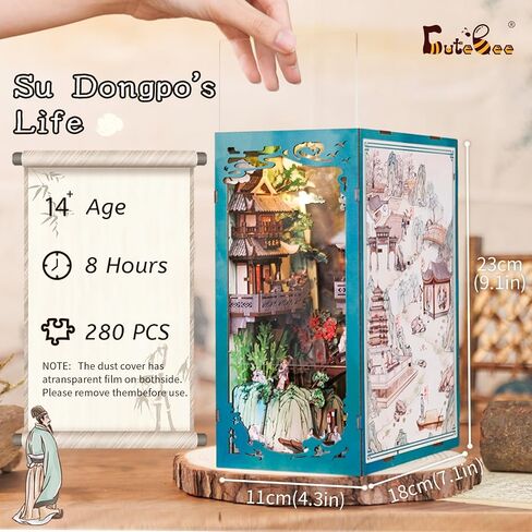 مجموعة زوايا الكتب DIY من CUTEBEE مع مقاومة للغبار، وإدخال رف الكتب، مجموعة مصغرة DIY، وحامل الكتب، ونموذج بناء مجموعة الإبداع، وزقاق الديكور مع ضوء LED (الإيقاع السري) in Kuwait