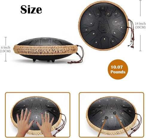 Steel Tongue Drum- ChunFeng 14 Inches 15 Notes Hand pan Drum Instrument With Drumsticks,Carry Bag, Music Book, C-Major (Navy Blue) in Kuwait