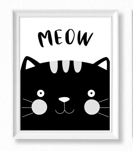 مطبوعات فنية لديكور الحائط لغرف الأطفال في مزرعة بروك آند فاين غير مؤطرة مقاس 8 × 10 مجموعة من 4 قطع للأطفال الصغار، والبنات، والصبيان، وحمامات الأطفال، وغرفة اللعب، والفصول الدراسية - أصوات الحيوانات باللونين الأبيض والأسود in Kuwait