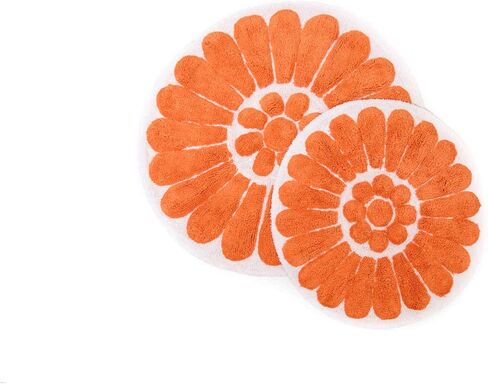 Chesapeake Bursting Flower 2 Pc. White & Coral Round Bath Rug Set 45953 (24" & 30") in Saudi Arabia
