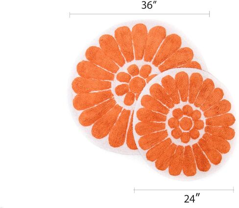 Chesapeake Bursting Flower 2 Pc. White & Coral Round Bath Rug Set 45953 (24" & 30") in Saudi Arabia