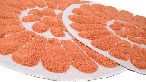 Chesapeake Bursting Flower 2 Pc. White & Coral Round Bath Rug Set 45953 (24" & 30") in Saudi Arabia