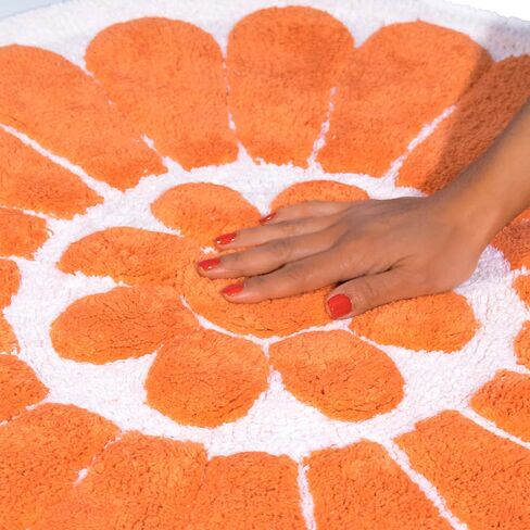 Chesapeake Bursting Flower 2 Pc. White & Coral Round Bath Rug Set 45953 (24" & 30") in Saudi Arabia