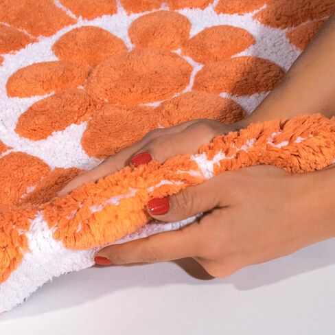 Chesapeake Bursting Flower 2 Pc. White & Coral Round Bath Rug Set 45953 (24" & 30") in Saudi Arabia
