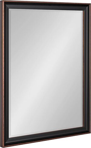 Kate and Laurel Havana Framed Beveled Wall Mirror, 25 x 31, Black, Traditional Dark Accent Mirror for Classic Decor in Saudi Arabia