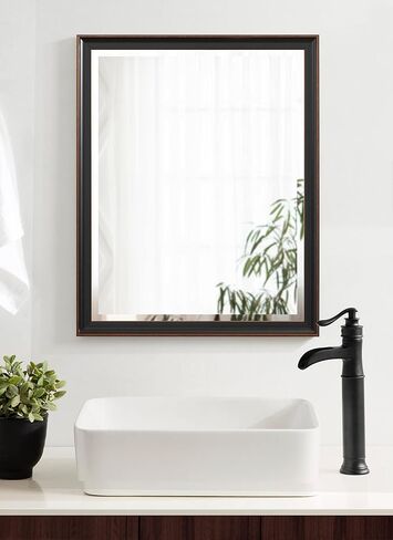 Kate and Laurel Havana Framed Beveled Wall Mirror, 25 x 31, Black, Traditional Dark Accent Mirror for Classic Decor in Saudi Arabia