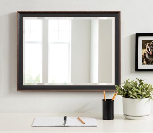 Kate and Laurel Havana Framed Beveled Wall Mirror, 25 x 31, Black, Traditional Dark Accent Mirror for Classic Decor in Saudi Arabia