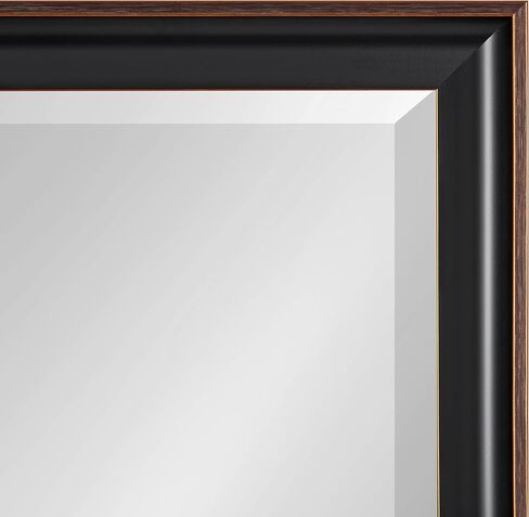 Kate and Laurel Havana Framed Beveled Wall Mirror, 25 x 31, Black, Traditional Dark Accent Mirror for Classic Decor in Saudi Arabia