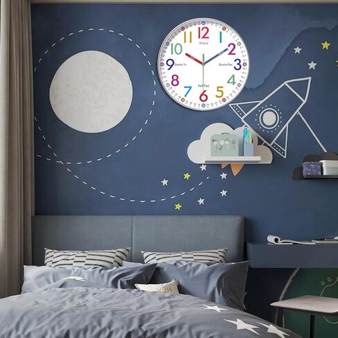 Telling Time Clock - NonTicking Cute Wall Watch Clock - Silent Analog Clock for Room- BA-3 (A Type, 10 Inch) in Saudi Arabia