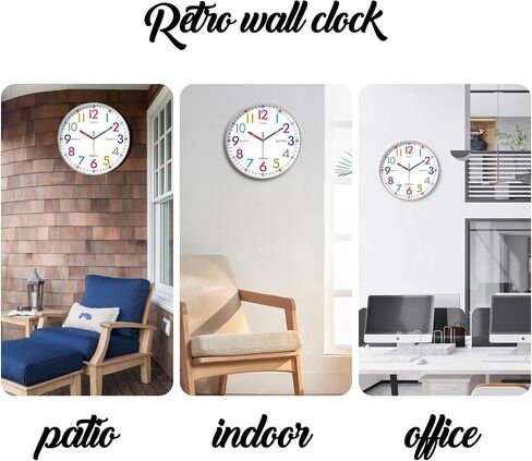 Telling Time Clock - NonTicking Cute Wall Watch Clock - Silent Analog Clock for Room- BA-3 (A Type, 10 Inch) in Saudi Arabia
