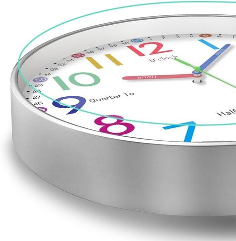 Telling Time Clock - NonTicking Cute Wall Watch Clock - Silent Analog Clock for Room- BA-3 (A Type, 10 Inch) in Saudi Arabia