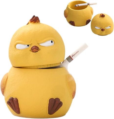 منفضة سجائر لطيفة مع غطاء، منفضة سجائر الدجاج الغاضب ديكور المنزل والمكتب هدية مدخن للنساء والرجال، منفضة سجائر سيجار بدون دخان في الداخل، ديكور الفناء الخارجي، دلو صواني رماد رائعة، هدية رائعة منفضة سجائر in Kuwait