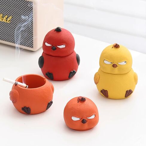 منفضة سجائر لطيفة مع غطاء، منفضة سجائر الدجاج الغاضب ديكور المنزل والمكتب هدية مدخن للنساء والرجال، منفضة سجائر سيجار بدون دخان في الداخل، ديكور الفناء الخارجي، دلو صواني رماد رائعة، هدية رائعة منفضة سجائر in Kuwait