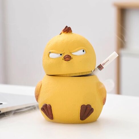 منفضة سجائر لطيفة مع غطاء، منفضة سجائر الدجاج الغاضب ديكور المنزل والمكتب هدية مدخن للنساء والرجال، منفضة سجائر سيجار بدون دخان في الداخل، ديكور الفناء الخارجي، دلو صواني رماد رائعة، هدية رائعة منفضة سجائر in Kuwait