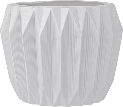 Bloomingville Modern Stoneware Fluted Planter, Matte Grey 8 Inch x 6 Inch in Saudi Arabia