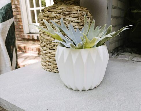 Bloomingville Modern Stoneware Fluted Planter, Matte Grey 8 Inch x 6 Inch in Saudi Arabia