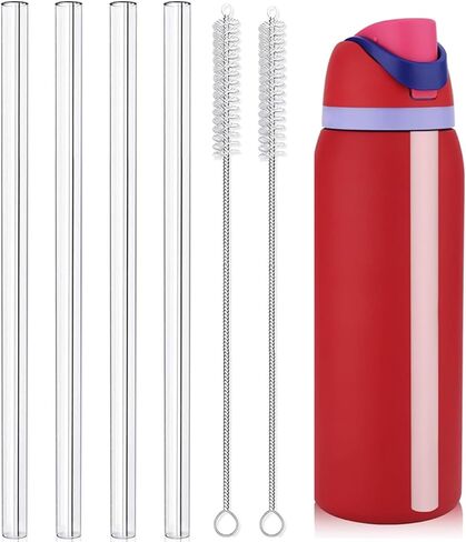 4Pcs Replacement Straws for Owala 40oz, Reusable Plastic Straws with Cleaning Brush for Owala Water Bottle 40 oz, Tumbler Accessories in Saudi Arabia