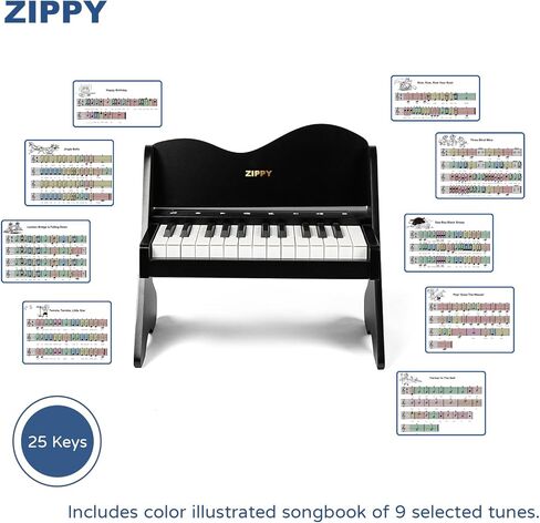 ZIPPY Kids Piano Keyboard, 25 Keys Digital Piano for Kids, Touch Sensitive Control Panel, Built-in Songs, Volume Adjustable, Mini Music Educational Instrument Toy, Wood Piano for Toddlers Girls Boys in Kuwait