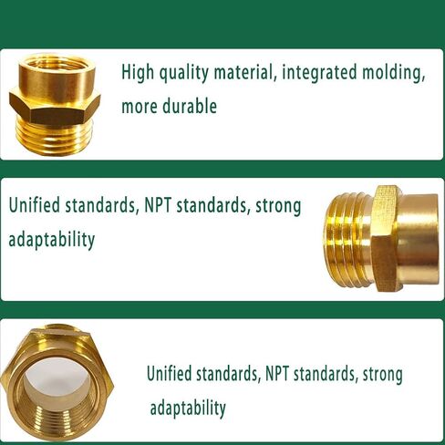 AOPANDA خرطوم حديقة نحاسي ملولب 1/2 NPT أنثى × 3/4 GHT وصلة تركيب ذكر، محول خرطوم الحديقة، خيط مزدوج ذكر وأنثى 1/2 NPT أنثى × 3/4 GHT ذكر أنبوب (عبوتان) in Kuwait